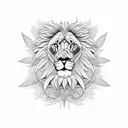 A lion with a majestic beard made of intertwining cannabis vines tattoo design idea