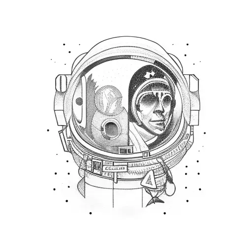 astronaut in space tattoo design idea