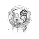 astronaut in space tattoo design idea