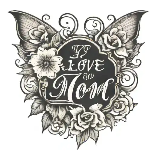 i love you mom written tattoo design idea