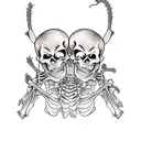 Two dancing skeleton of rats tattoo design idea