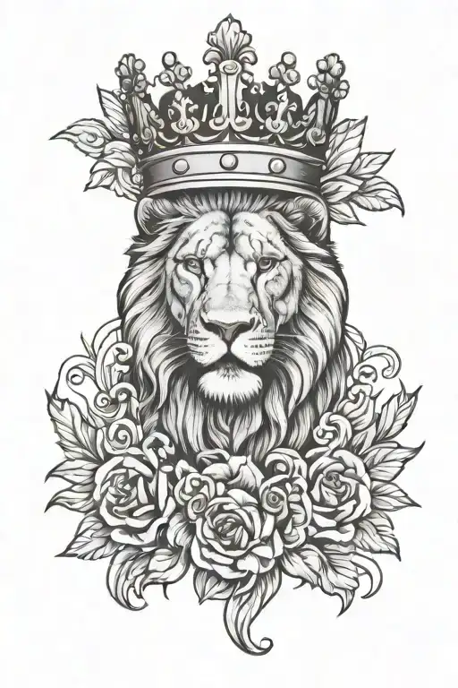 777 with lion with crown tattoo design idea