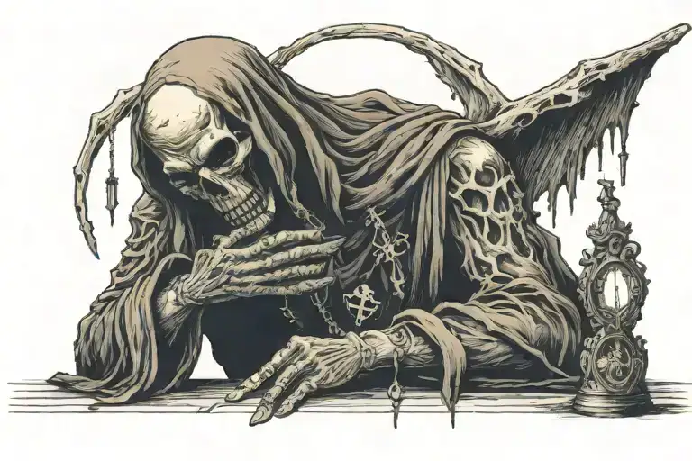 Father Death praying tattoo design idea