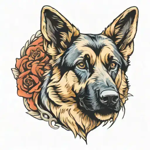 german shepherd dog face tattoo design idea