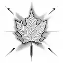 arrow and maple leaf tattoo design idea