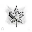 arrow and maple leaf tattoo design idea