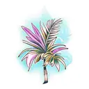 tropical flowers palm tree tattoo design idea