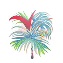 tropical flowers palm tree tattoo design idea