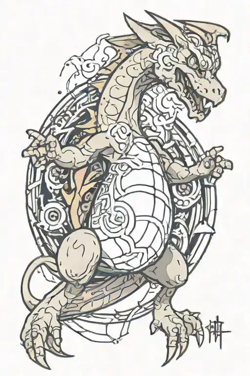 charizard half way in Pokeball breaking apart to reveal tattoo design idea