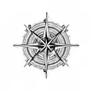 lion and compass rose tattoo design idea