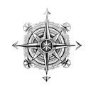 lion and compass rose tattoo design idea