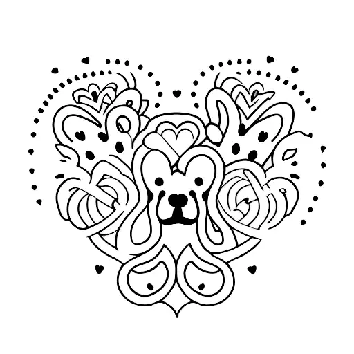 A minimalist tattoo of a dog silhouette with a heart-shaped nose tattoo design idea