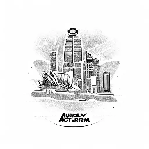 A Sydney skyline with gym equipment as buildings tattoo design idea