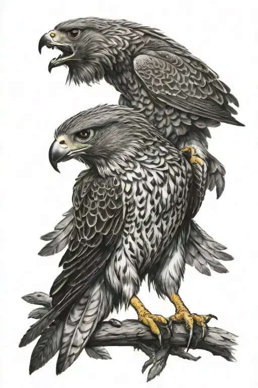 Falcon with wolf  tattoo design idea