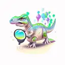 tiny dino with thumb up line only tattoo design idea