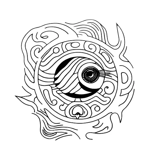 Eye of Horus with uzumaki symbol tattoo design idea