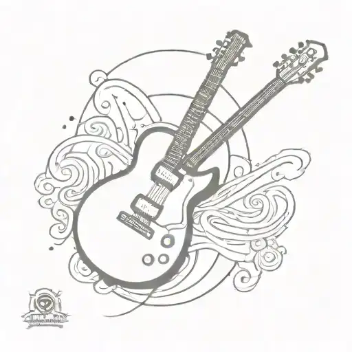 BLUES MUSIC LOGO AND ELECTRIC  GUITAR tattoo design idea