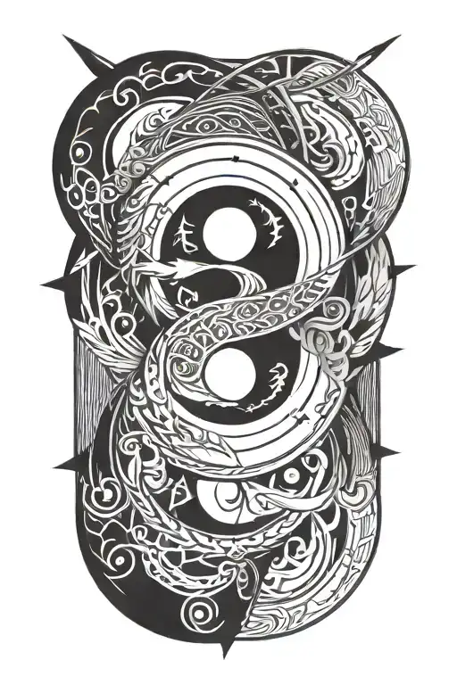infinity with yin yang and arrow tattoo design idea