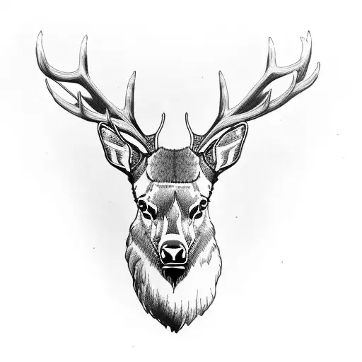 elk head half black half color tattoo design idea
