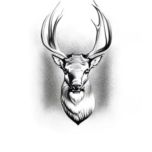elk head half black half color tattoo design idea