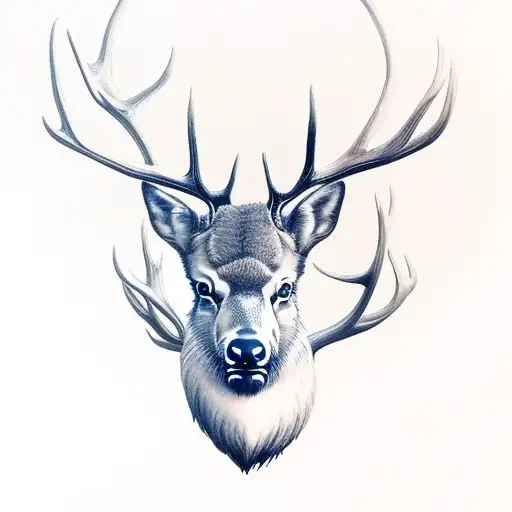 elk head half black half color tattoo design idea