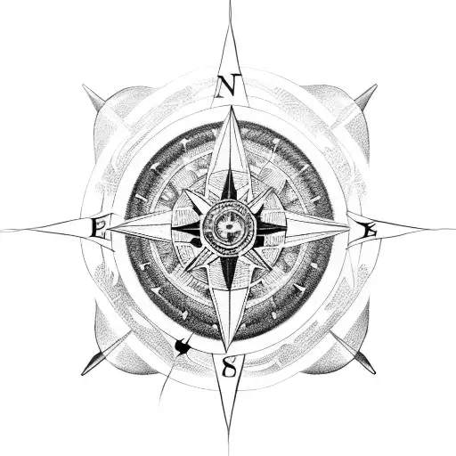 cross lion compass tattoo design idea
