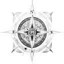 cross lion compass tattoo design idea