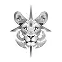 cross lion compass tattoo design idea