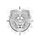 cross lion compass tattoo design idea