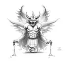 devil hitting a angel with a bong tattoo design idea