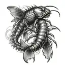 2 fish crayfish sea tattoo design idea