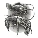 2 fish crayfish sea tattoo design idea