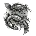 2 fish crayfish sea tattoo design idea