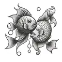2 fish zodiac sign light bulb sea and sun tattoo design idea