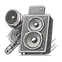 Speaker icon with a diagonal line crossing through it, symbolizing lack of hearing tattoo design idea