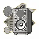 Speaker icon with a diagonal line crossing through it, symbolizing lack of hearing tattoo design idea