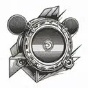 Speaker icon with a diagonal line crossing through it, symbolizing lack of hearing tattoo design idea