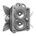 Speaker icon with a diagonal line crossing through it, symbolizing lack of hearing tattoo design idea