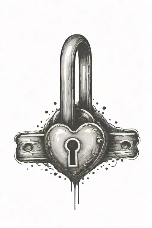 A heart-shaped lock with a keyhole, with the words 'in memory' engraved on it, symbolizing the eternal bond with a loved one who has passed away tattoo design idea