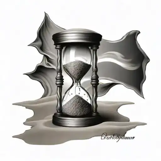 A realistic hourglass with the sand forming the date 17/06/2022, symbolizing the passage of time and the inevitability of death tattoo design idea