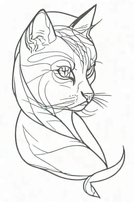 calico cat sitting tattoo design idea
