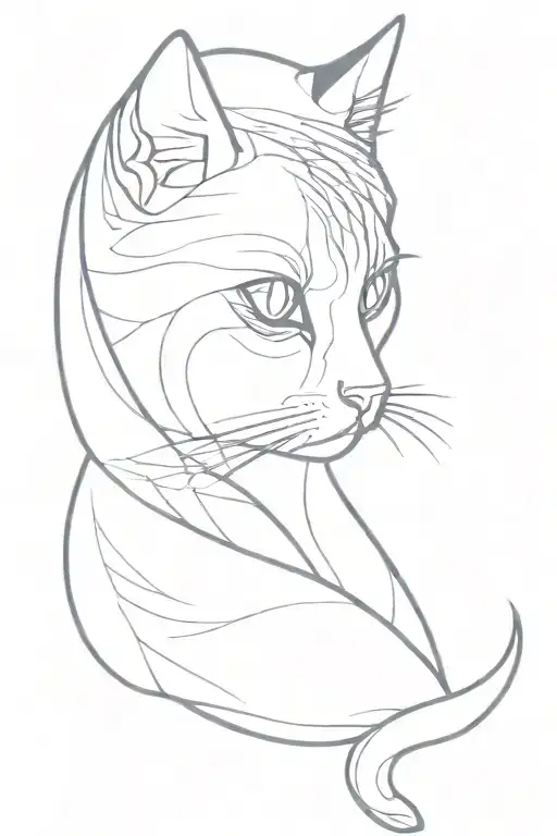 calico cat sitting tattoo design idea