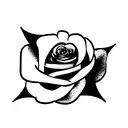 rose being thrown into open grave with headstone tattoo design idea