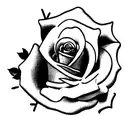 rose being thrown into open grave with headstone tattoo design idea