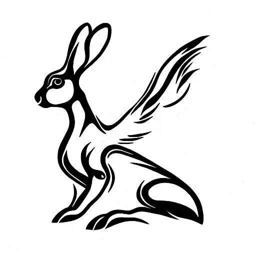hare with wings tattoo design idea