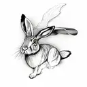 hare with wings fly tattoo design idea