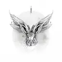 hare with wings fly tattoo design idea