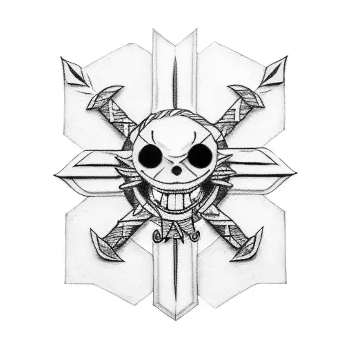 one piece zoro 3 swords forming one triangle tattoo design idea