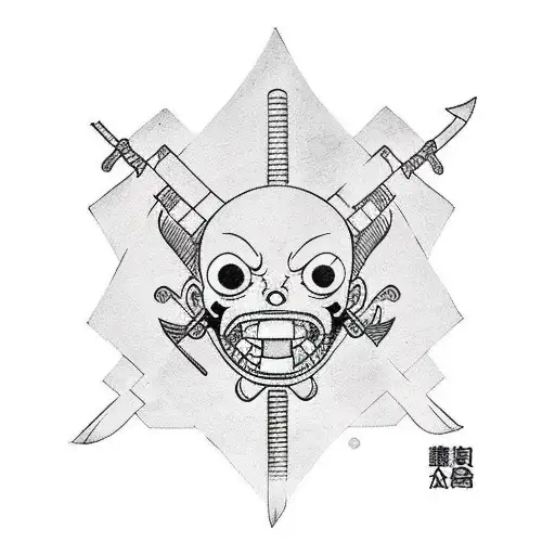 one piece zoro 3 swords forming one triangle tattoo design idea