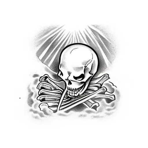 skeleton peeking around the corner  tattoo design idea